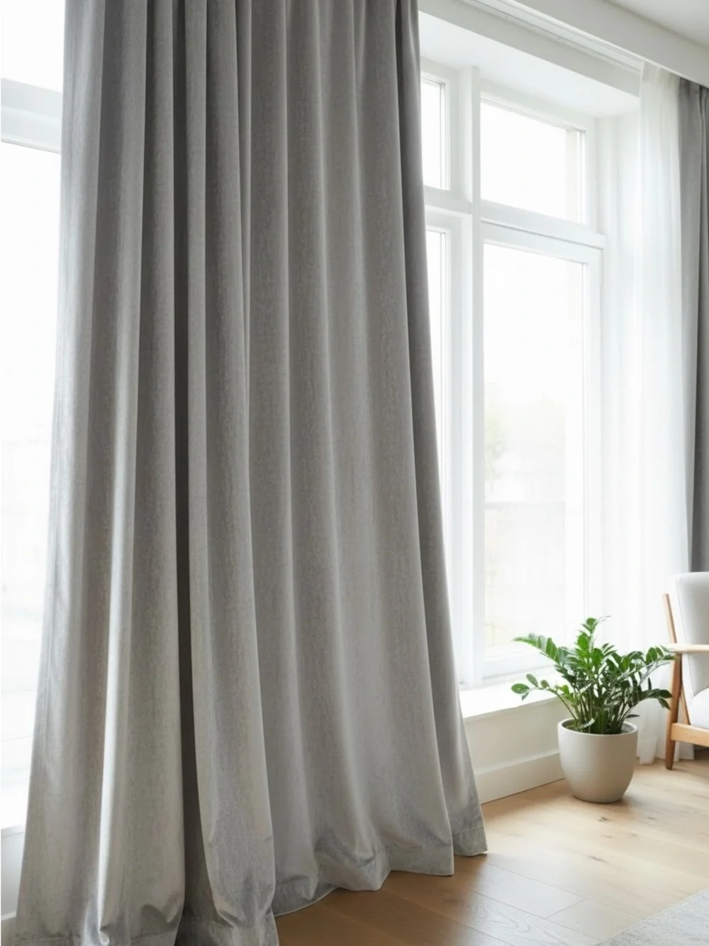 Washed crushed velvet silver gray  Drapery Panels - Home Accents